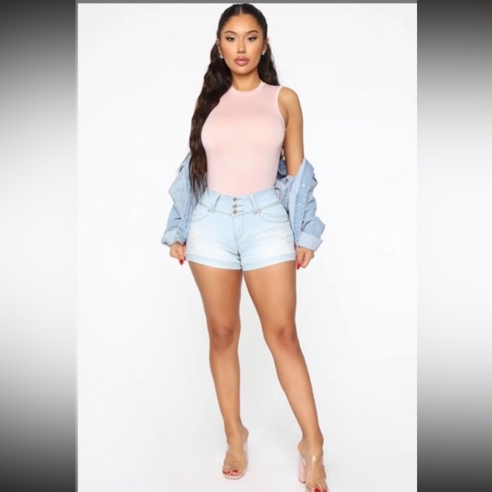 Fashion Nova distressed denim shorts